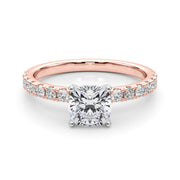 Sophisticated Remount Rng Round Diamond Engagement Ring in 10K/14K gold and platinum with certified lab-grown or natural diamonds