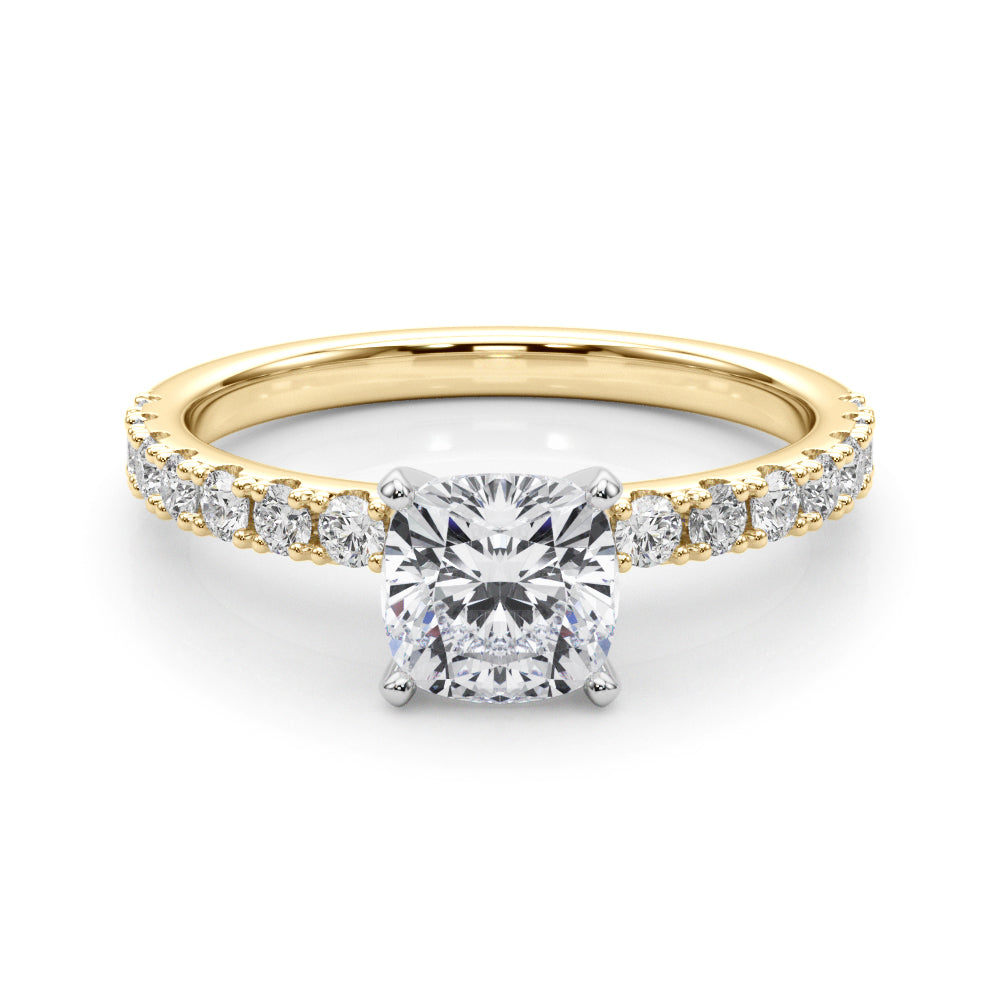 Sophisticated Remount Rng Round Diamond Engagement Ring in 10K/14K gold and platinum with certified lab-grown or natural diamonds