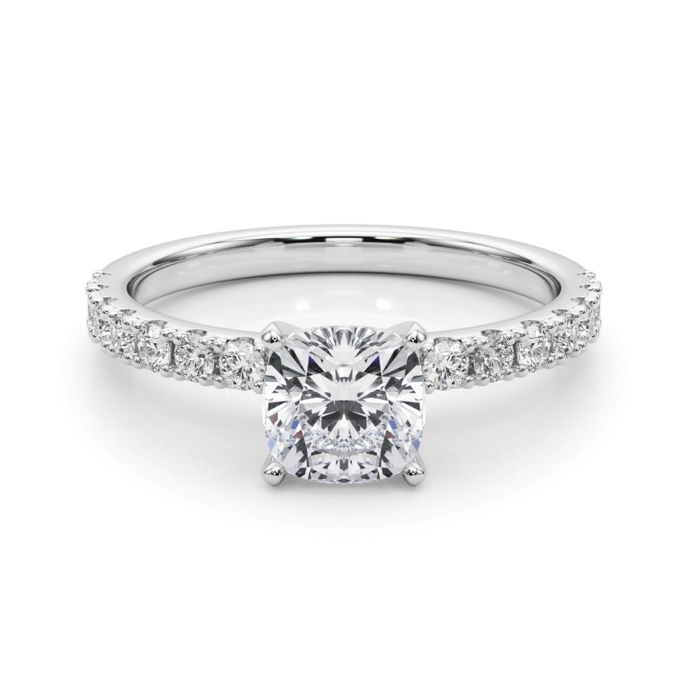 Sophisticated Remount Rng Round Diamond Engagement Ring in 10K/14K gold and platinum with certified lab-grown or natural diamonds