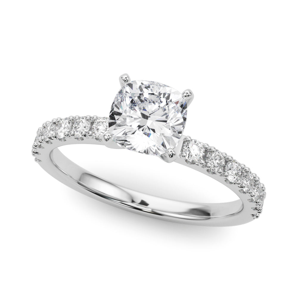 Sophisticated Remount Rng Round Diamond Engagement Ring in 10K/14K gold and platinum with certified lab-grown or natural diamonds