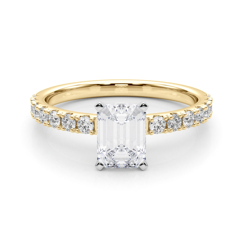 Sophisticated Remount Rng Round Diamond Engagement Ring in 10K/14K gold and platinum with certified lab-grown or natural diamonds