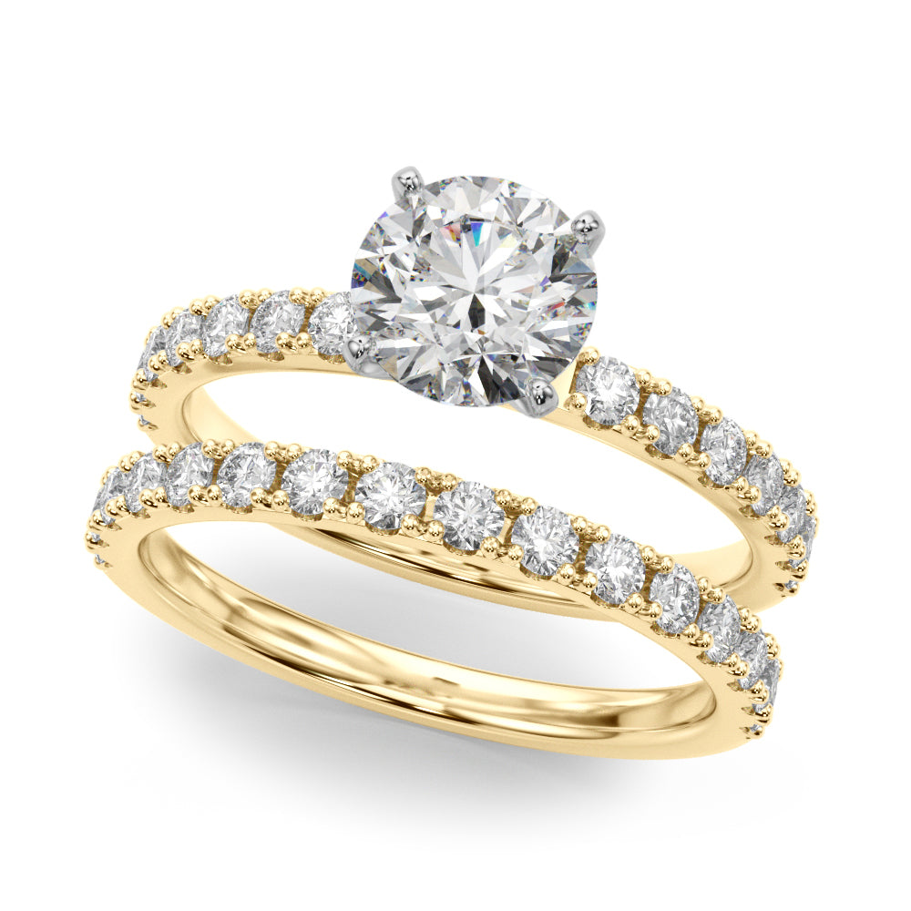 Sophisticated Remount Rng Round Diamond Engagement Ring in 10K/14K gold and platinum with certified lab-grown or natural diamonds