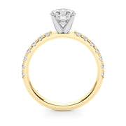 Sophisticated Remount Rng Round Diamond Engagement Ring in 10K/14K gold and platinum with certified lab-grown or natural diamonds