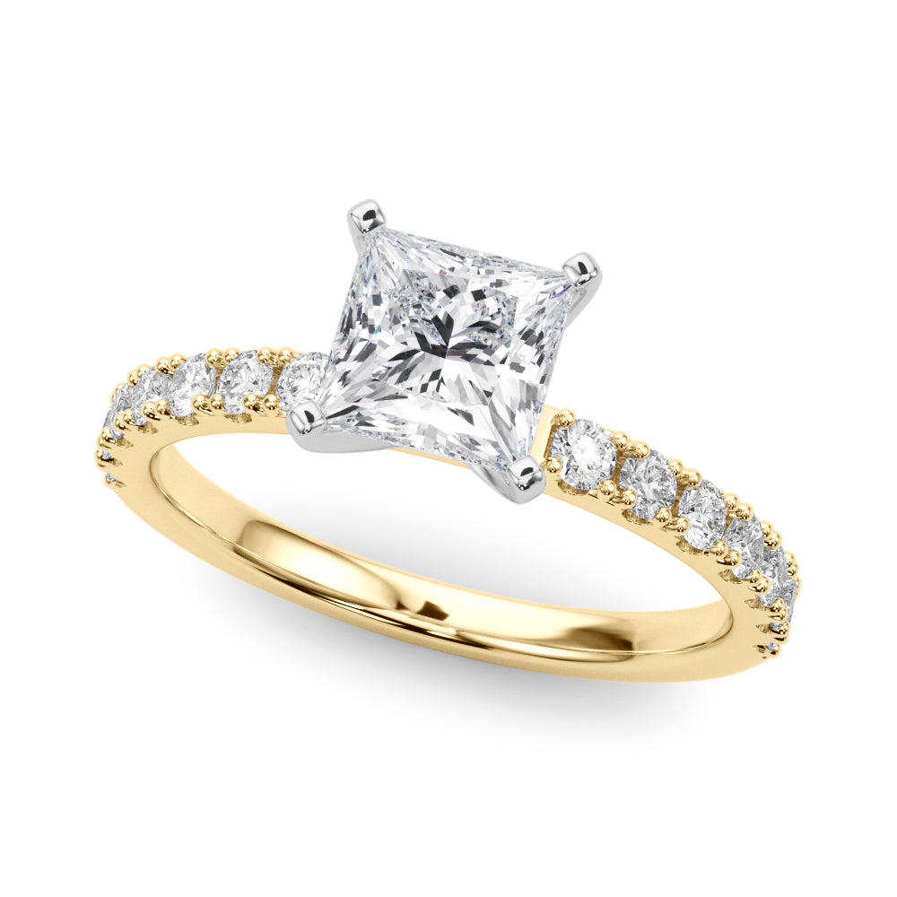 Sophisticated Remount Rng Round Diamond Engagement Ring in 10K/14K gold and platinum with certified lab-grown or natural diamonds