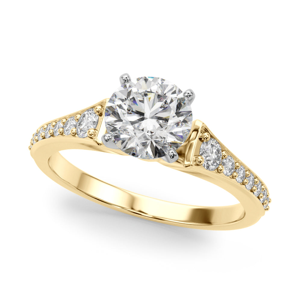 Resplendent Remount Ring Round Diamond Engagement Ring in 10K/14K gold and platinum with certified lab-grown or natural diamonds