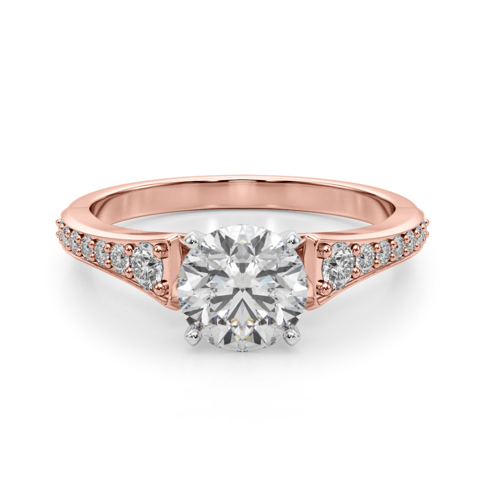 Resplendent Remount Ring Round Diamond Engagement Ring in 10K/14K gold and platinum with certified lab-grown or natural diamonds