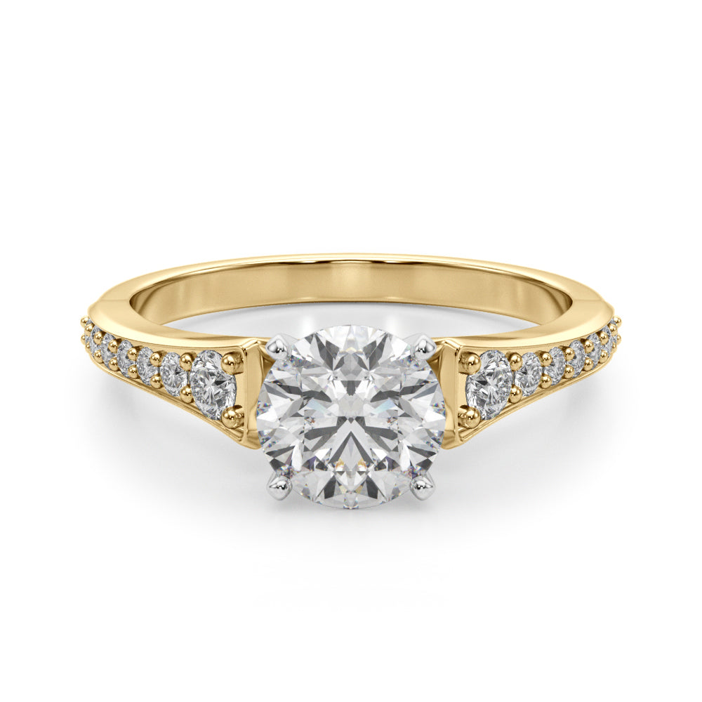 Resplendent Remount Ring Round Diamond Engagement Ring in 10K/14K gold and platinum with certified lab-grown or natural diamonds