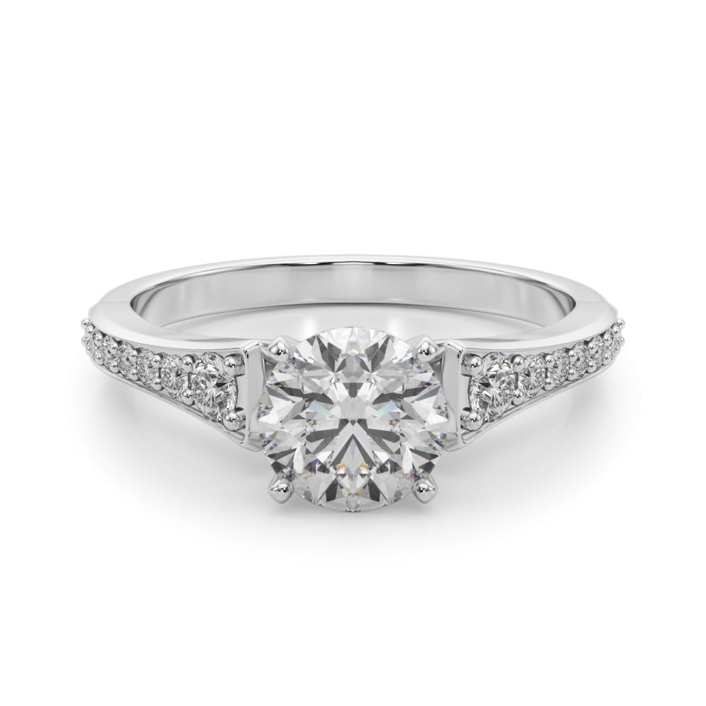 Resplendent Remount Ring Round Diamond Engagement Ring in 10K/14K gold and platinum with certified lab-grown or natural diamonds