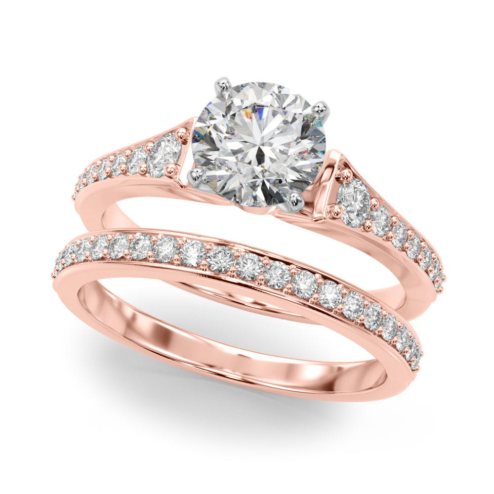Resplendent Remount Ring Round Diamond Engagement Ring in 10K/14K gold and platinum with certified lab-grown or natural diamonds