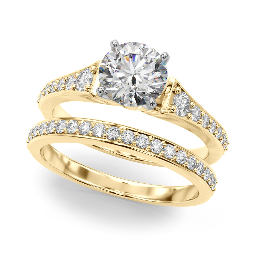 Resplendent Remount Ring Round Diamond Engagement Ring in 10K/14K gold and platinum with certified lab-grown or natural diamonds