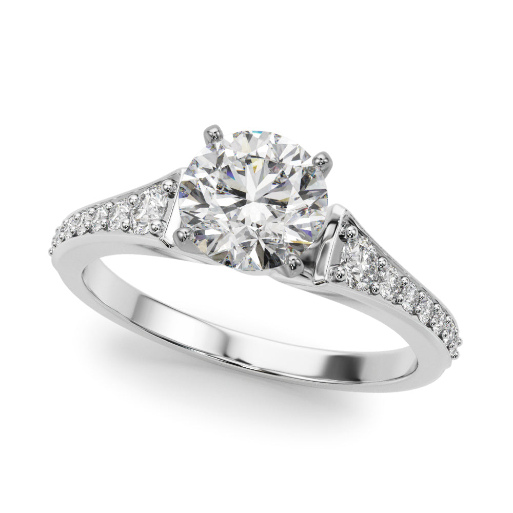 Resplendent Remount Ring Round Diamond Engagement Ring in 10K/14K gold and platinum with certified lab-grown or natural diamonds