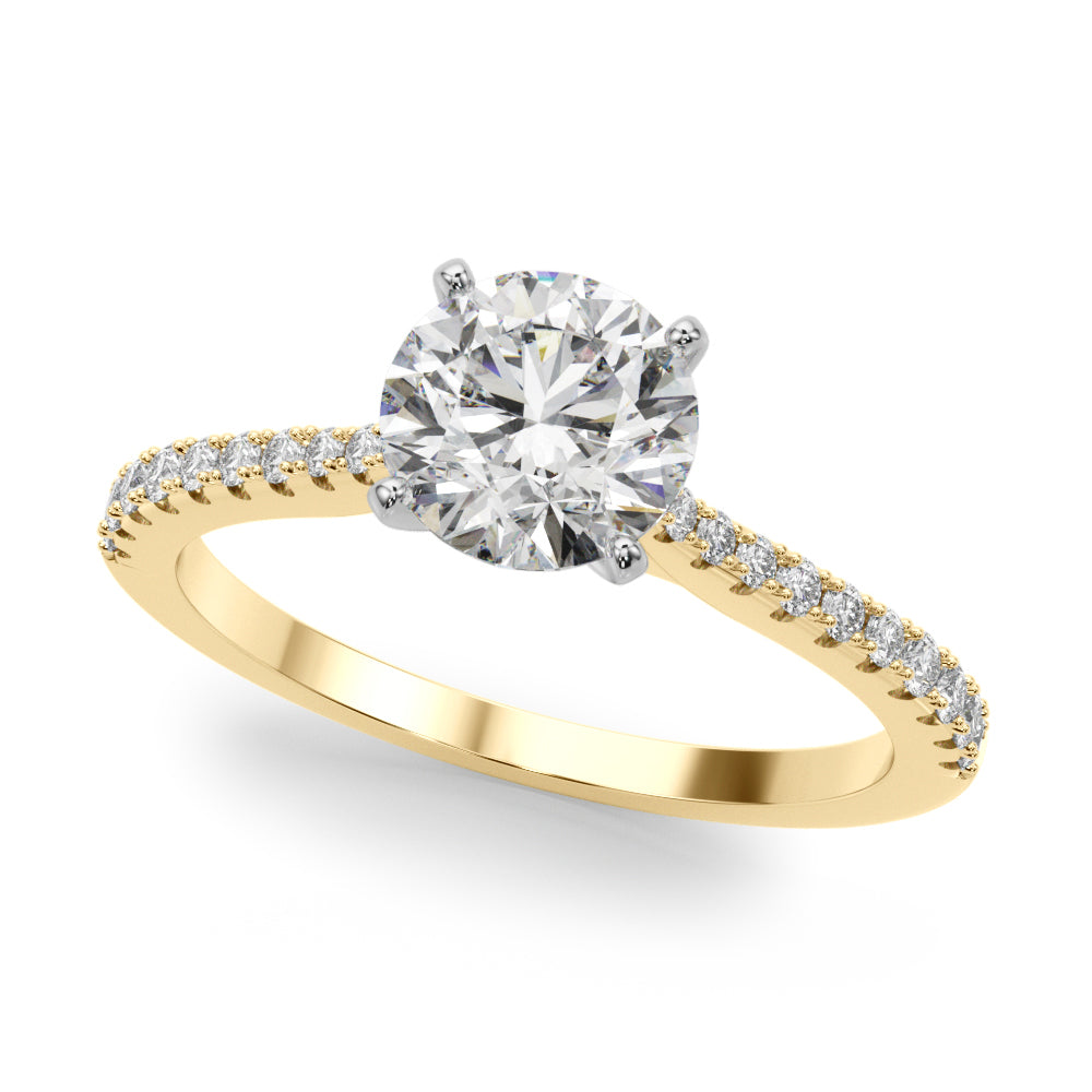 Opulent Remount Ring Round Diamond Engagement Ring in 10K/14K gold and platinum with certified lab-grown or natural diamonds