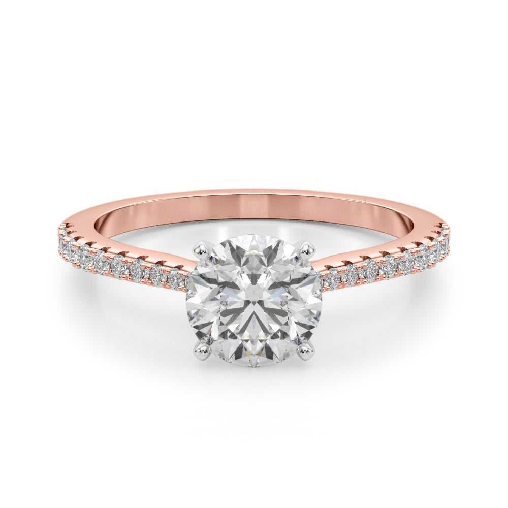 Opulent Remount Ring Round Diamond Engagement Ring in 10K/14K gold and platinum with certified lab-grown or natural diamonds