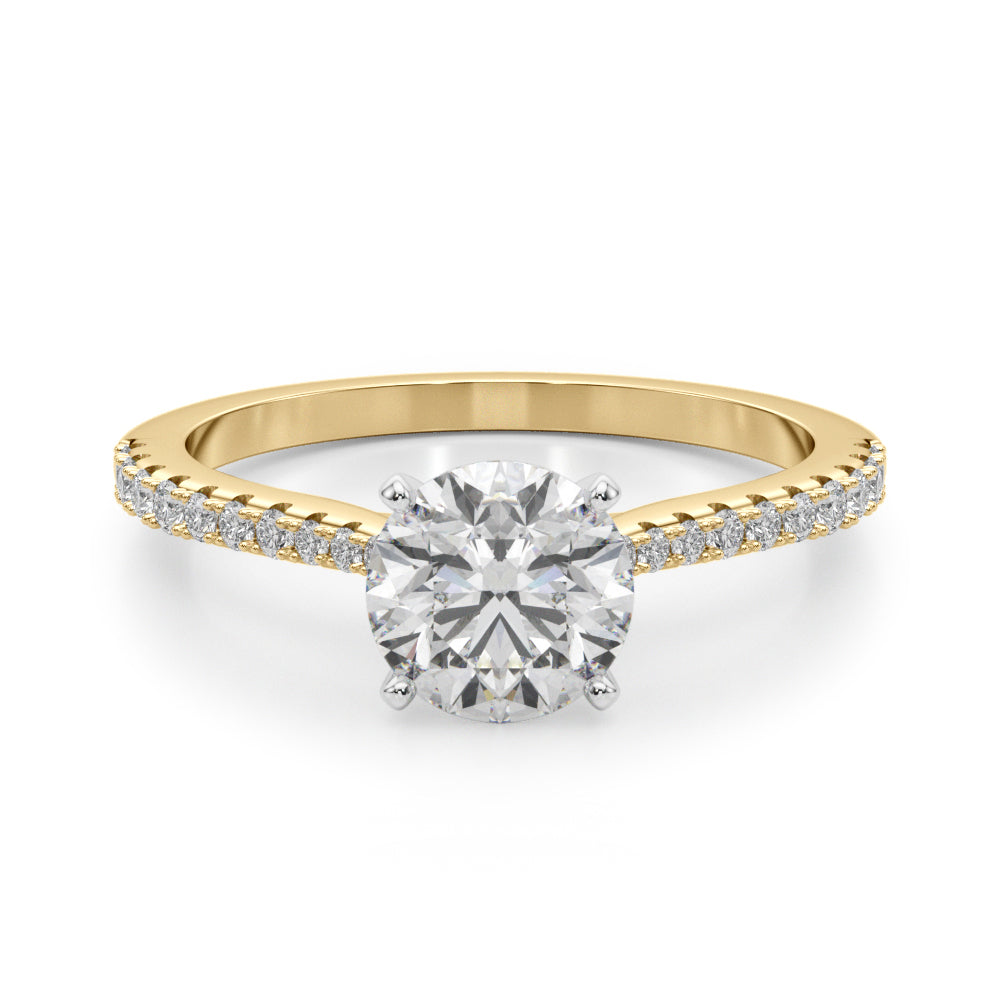 Opulent Remount Ring Round Diamond Engagement Ring in 10K/14K gold and platinum with certified lab-grown or natural diamonds