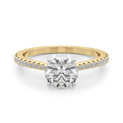 Opulent Remount Ring Round Diamond Engagement Ring in 10K/14K gold and platinum with certified lab-grown or natural diamonds