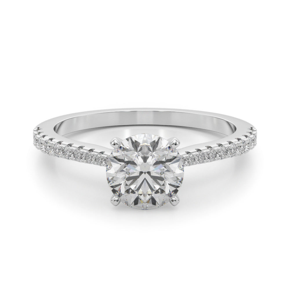 Opulent Remount Ring Round Diamond Engagement Ring in 10K/14K gold and platinum with certified lab-grown or natural diamonds