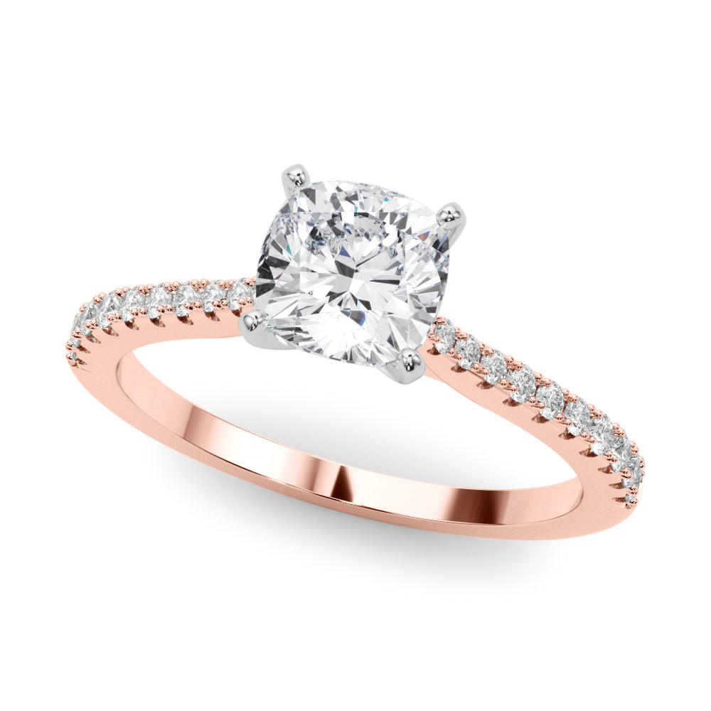 Opulent Remount Ring Round Diamond Engagement Ring in 10K/14K gold and platinum with certified lab-grown or natural diamonds