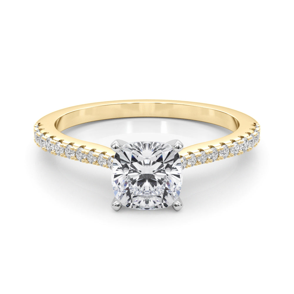 Opulent Remount Ring Round Diamond Engagement Ring in 10K/14K gold and platinum with certified lab-grown or natural diamonds