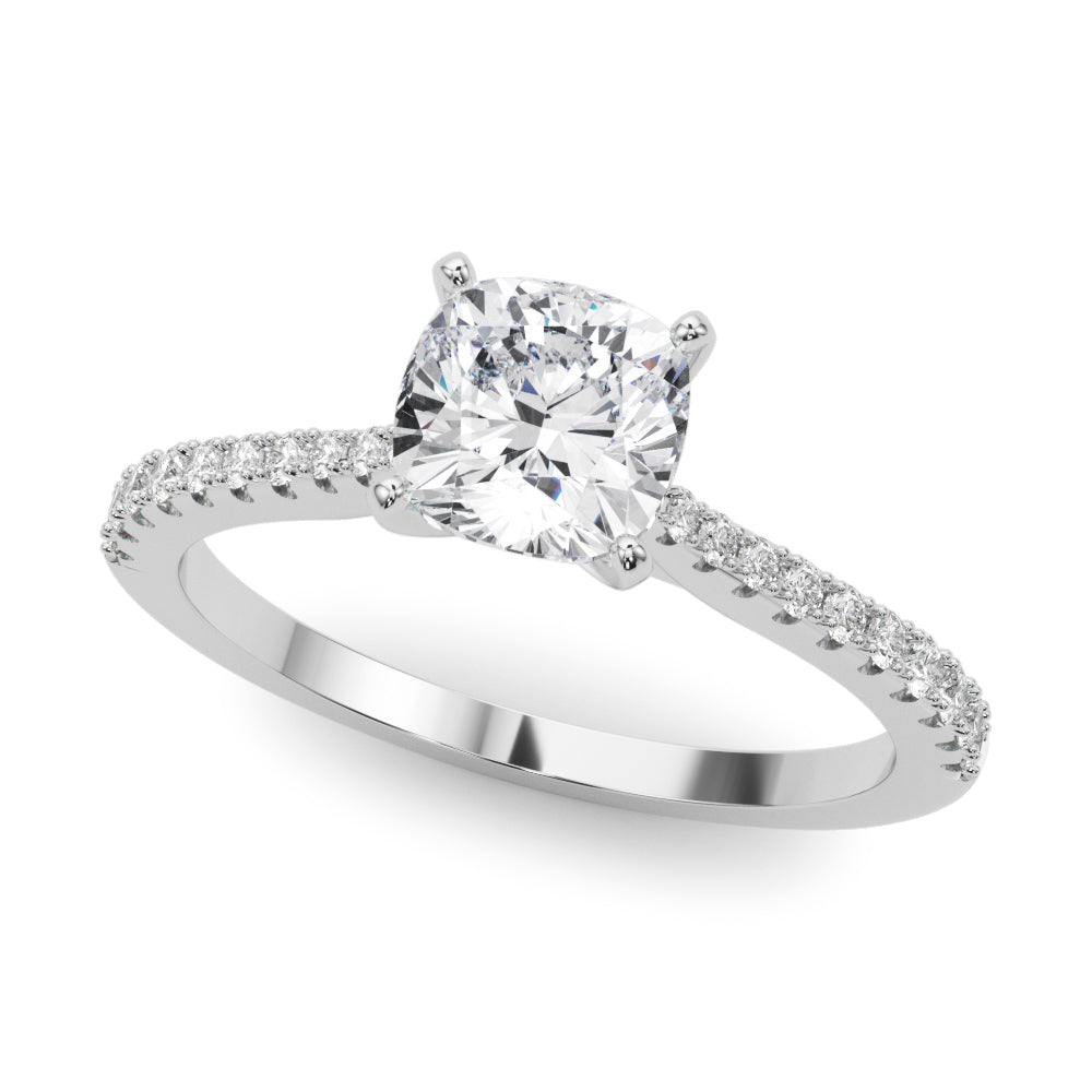 Opulent Remount Ring Round Diamond Engagement Ring in 10K/14K gold and platinum with certified lab-grown or natural diamonds