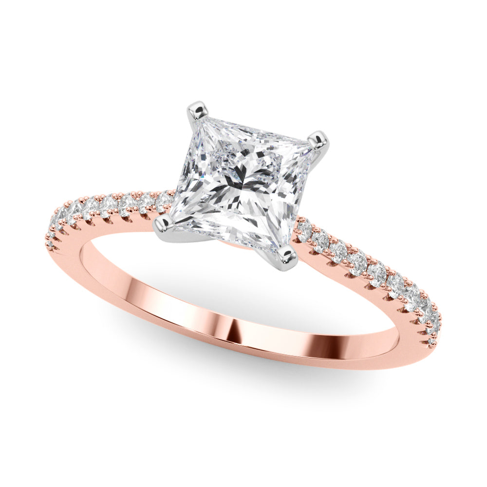 Opulent Remount Ring Round Diamond Engagement Ring in 10K/14K gold and platinum with certified lab-grown or natural diamonds