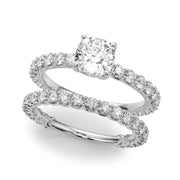 Vintage-Inspired Sidestone Cushion Diamond Engagement Ring in 10K/14K gold and platinum with certified lab-grown or natural diamonds