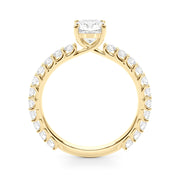 Vintage-Inspired Sidestone Cushion Diamond Engagement Ring in 10K/14K gold and platinum with certified lab-grown or natural diamonds