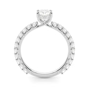 Vintage-Inspired Sidestone Cushion Diamond Engagement Ring in 10K/14K gold and platinum with certified lab-grown or natural diamonds