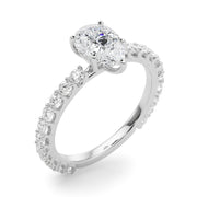 Heirloom Sidestone Pear Diamond Engagement Ring in 10K/14K gold and platinum with certified lab-grown or natural diamonds