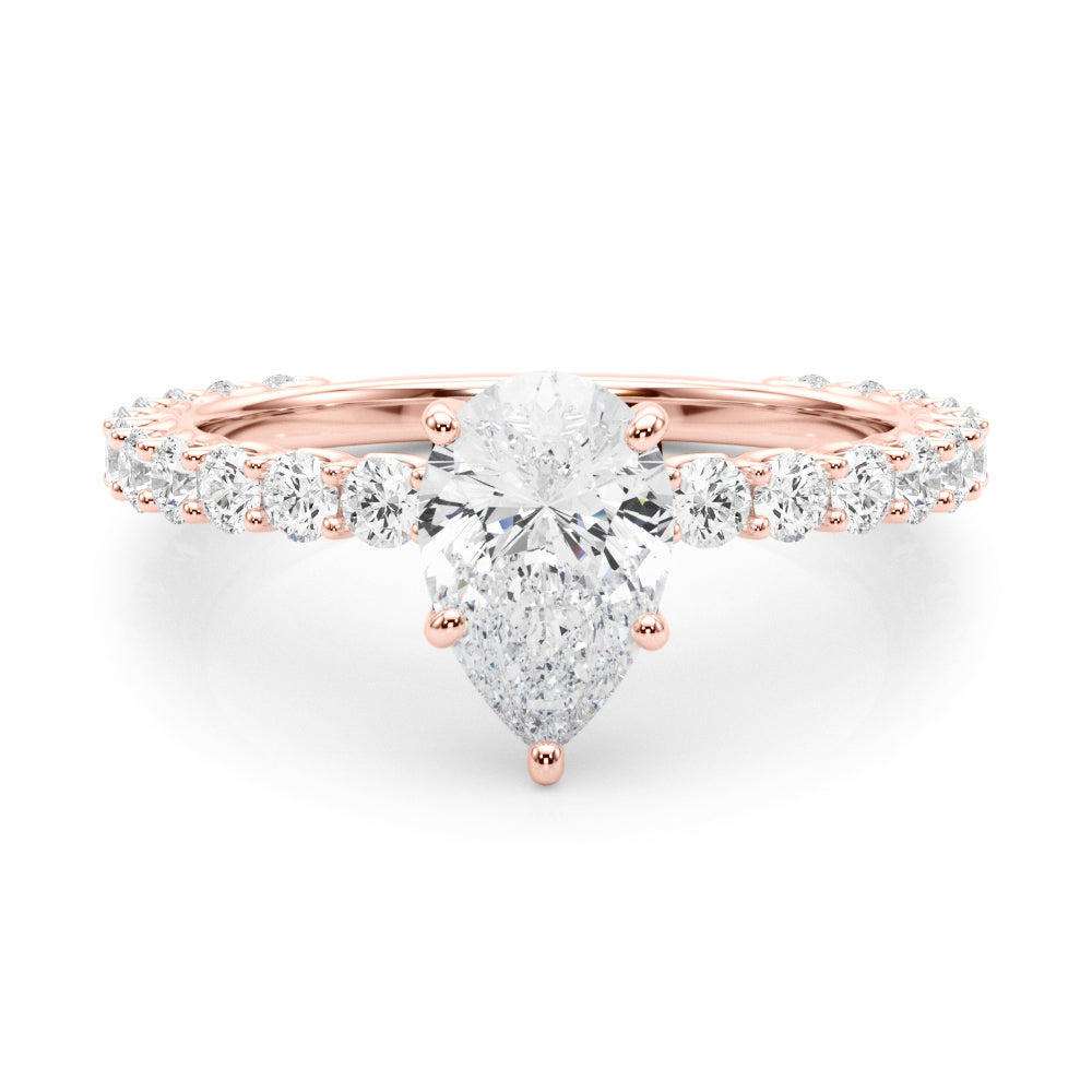 Heirloom Sidestone Pear Diamond Engagement Ring in 10K/14K gold and platinum with certified lab-grown or natural diamonds