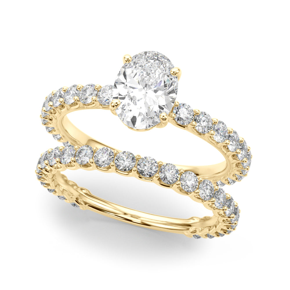 Luxe Sidestone Oval Diamond Engagement Ring in 10K/14K gold and platinum with certified lab-grown or natural diamonds