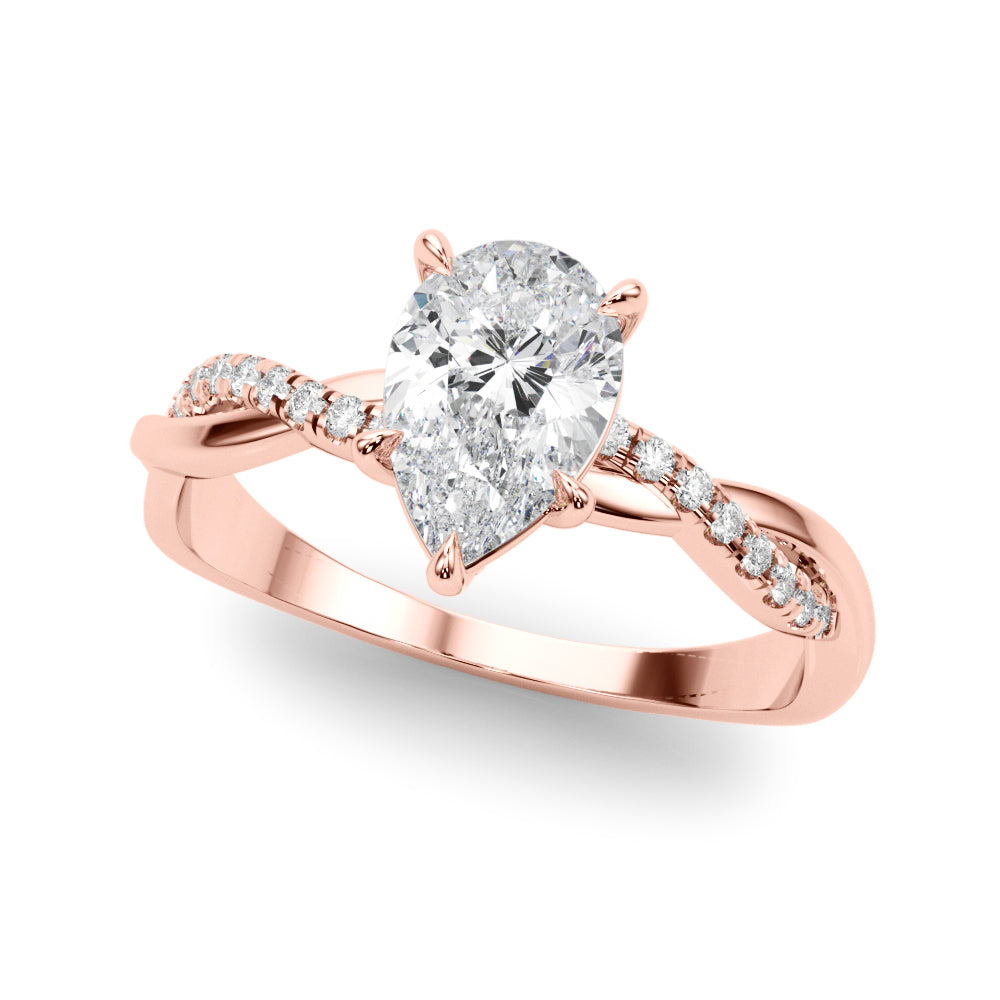 Signature Sidestone Pear Diamond Engagement Ring in 10K/14K gold and platinum with certified lab-grown or natural diamonds