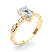 Signature Sidestone Pear Diamond Engagement Ring in 10K/14K gold and platinum with certified lab-grown or natural diamonds