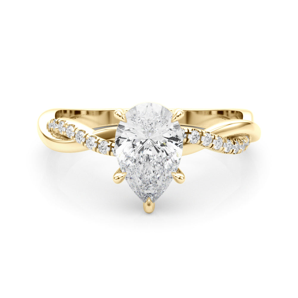 Signature Sidestone Pear Diamond Engagement Ring in 10K/14K gold and platinum with certified lab-grown or natural diamonds
