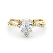 Signature Sidestone Pear Diamond Engagement Ring in 10K/14K gold and platinum with certified lab-grown or natural diamonds