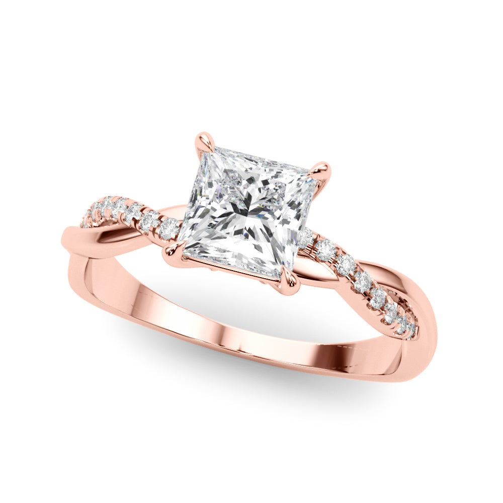 Artisan Sidestone Princess Diamond Engagement Ring in 10K/14K gold and platinum with certified lab-grown or natural diamonds
