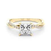 Artisan Sidestone Princess Diamond Engagement Ring in 10K/14K gold and platinum with certified lab-grown or natural diamonds