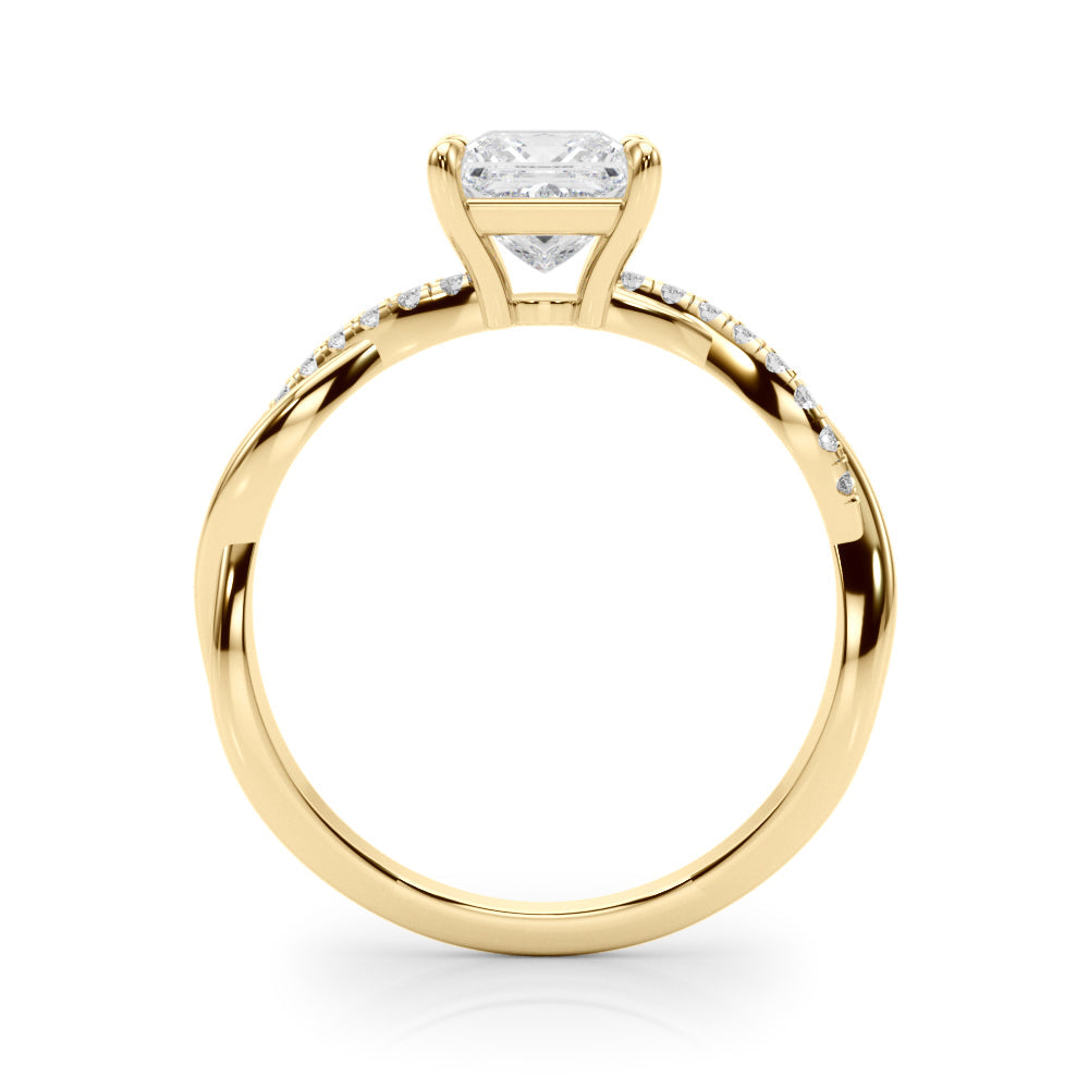 Artisan Sidestone Princess Diamond Engagement Ring in 10K/14K gold and platinum with certified lab-grown or natural diamonds