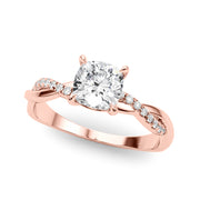 Bespoke Sidestone Cushion Diamond Engagement Ring in 10K/14K gold and platinum with certified lab-grown or natural diamonds
