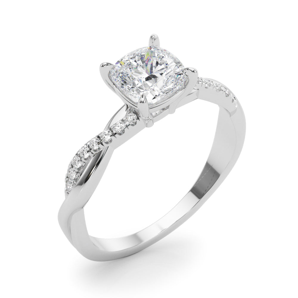 Bespoke Sidestone Cushion Diamond Engagement Ring in 10K/14K gold and platinum with certified lab-grown or natural diamonds