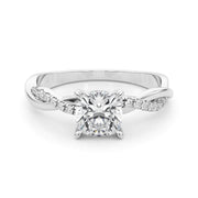 Bespoke Sidestone Cushion Diamond Engagement Ring in 10K/14K gold and platinum with certified lab-grown or natural diamonds