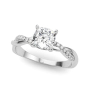 Bespoke Sidestone Cushion Diamond Engagement Ring in 10K/14K gold and platinum with certified lab-grown or natural diamonds