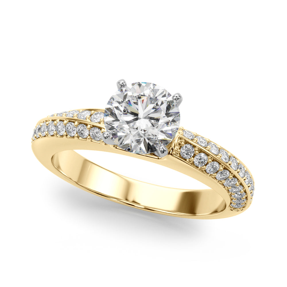 Sculpted Remount Eng Ring Round Diamond Engagement Ring in 10K/14K gold and platinum with certified lab-grown or natural diamonds