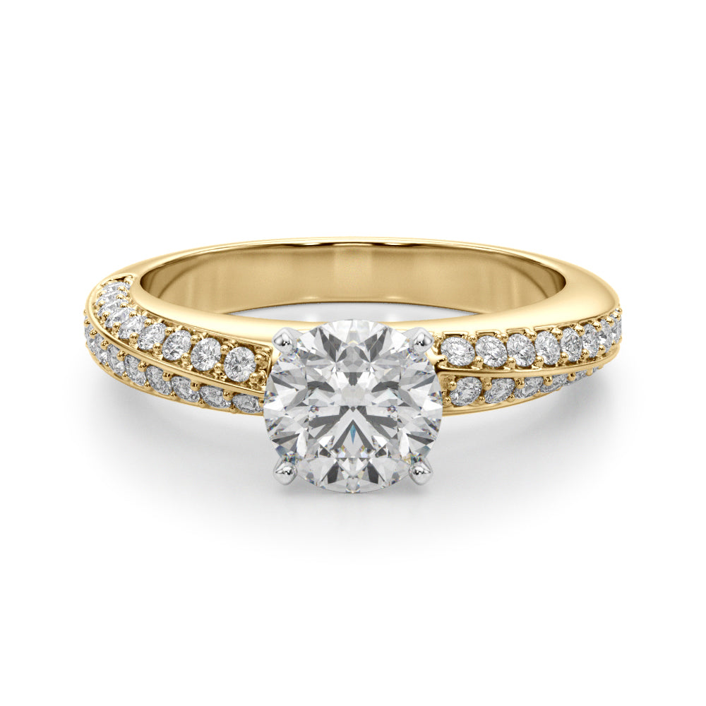 Sculpted Remount Eng Ring Round Diamond Engagement Ring in 10K/14K gold and platinum with certified lab-grown or natural diamonds