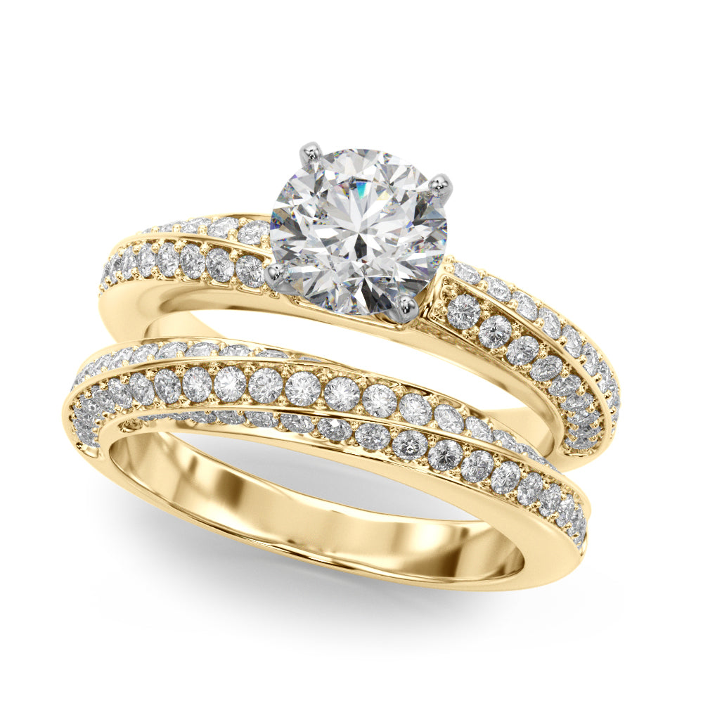 Sculpted Remount Eng Ring Round Diamond Engagement Ring in 10K/14K gold and platinum with certified lab-grown or natural diamonds
