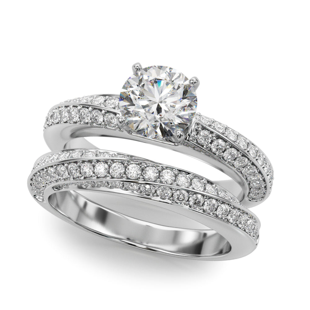 Sculpted Remount Eng Ring Round Diamond Engagement Ring in 10K/14K gold and platinum with certified lab-grown or natural diamonds