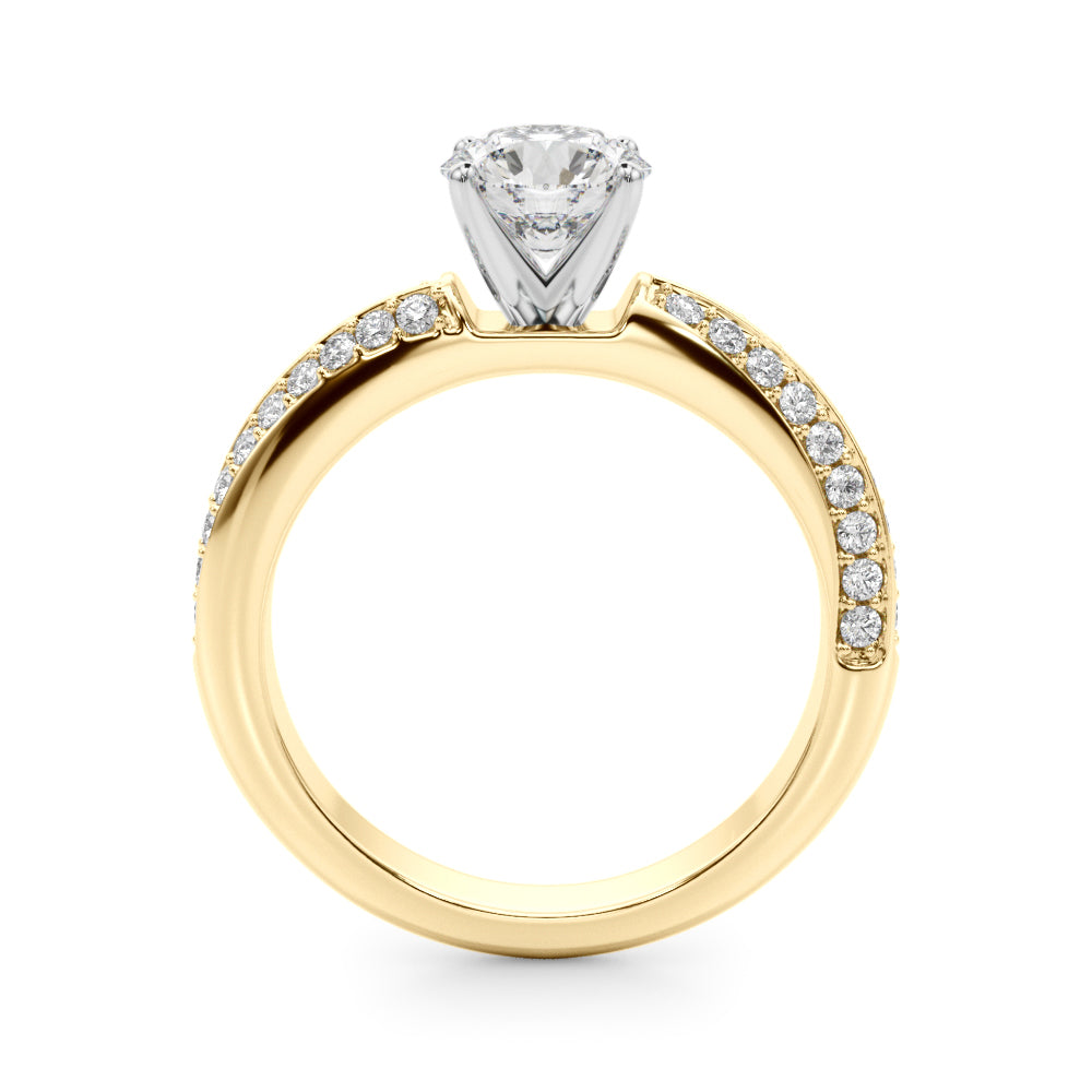 Sculpted Remount Eng Ring Round Diamond Engagement Ring in 10K/14K gold and platinum with certified lab-grown or natural diamonds