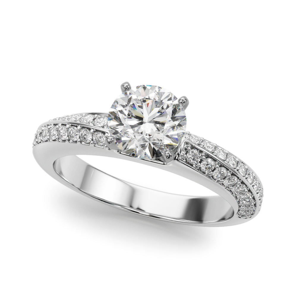 Sculpted Remount Eng Ring Round Diamond Engagement Ring in 10K/14K gold and platinum with certified lab-grown or natural diamonds