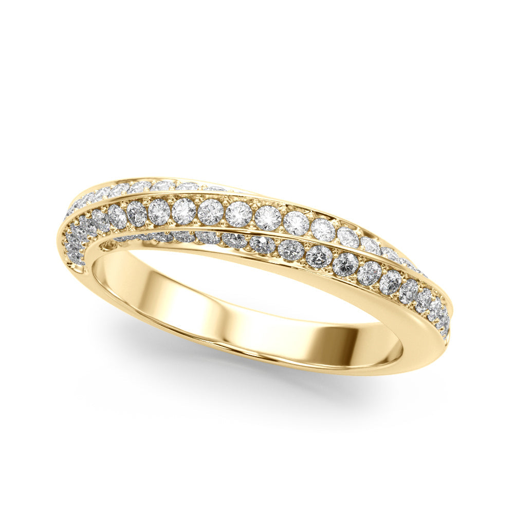 Multirow Pave Twisted Shank Half Eternity Ring in 10K/14K gold and platinum with certified lab-grown or natural diamonds