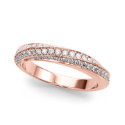 Multirow Pave Twisted Shank Half Eternity Ring in Gold & Platinum