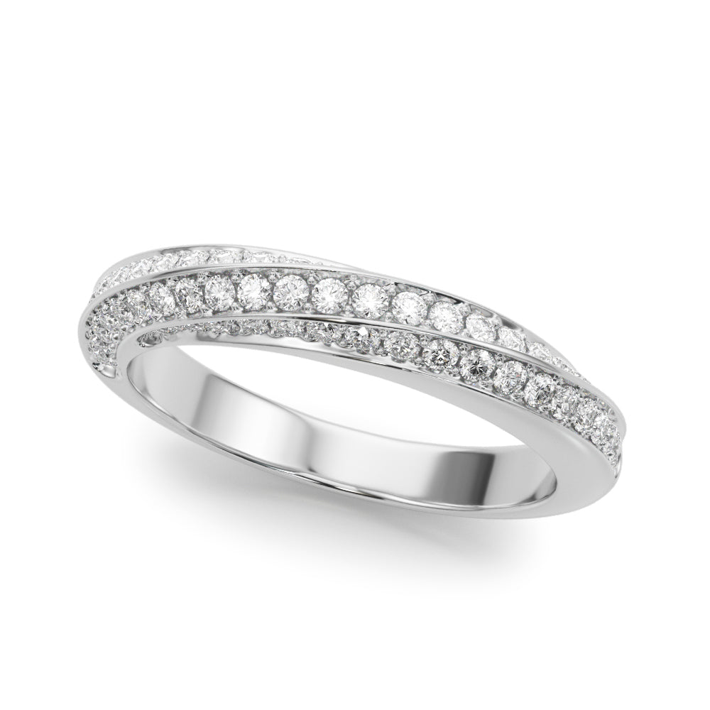 Multirow Pave Twisted Shank Half Eternity Ring in Gold & Platinum
